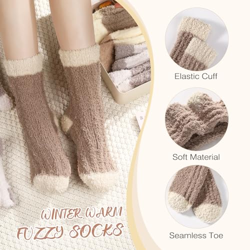 Image of Premillow Fuzzy Socks for Women, Winter Warm & Cozy Fluffy Socks Womens Ultra Soft Sleeping Slipper Sock for Women Gifts