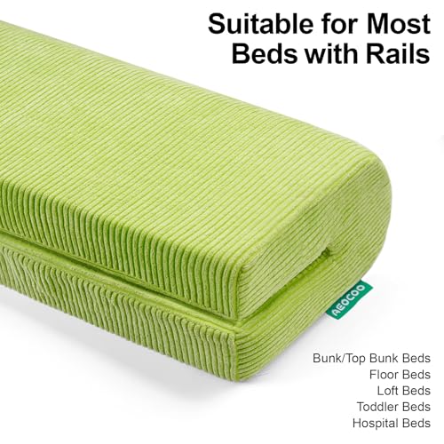 Image of AEOCOO Bed Bumpers for Toddlers, Size 2.3 Ft, Toddler Bed Rail Bumper Protector for Loft Beds & Bunk Beds, Premium Soft Memory Foam Bed Guardrail, Anti-Bump | Fall Prevention, Green