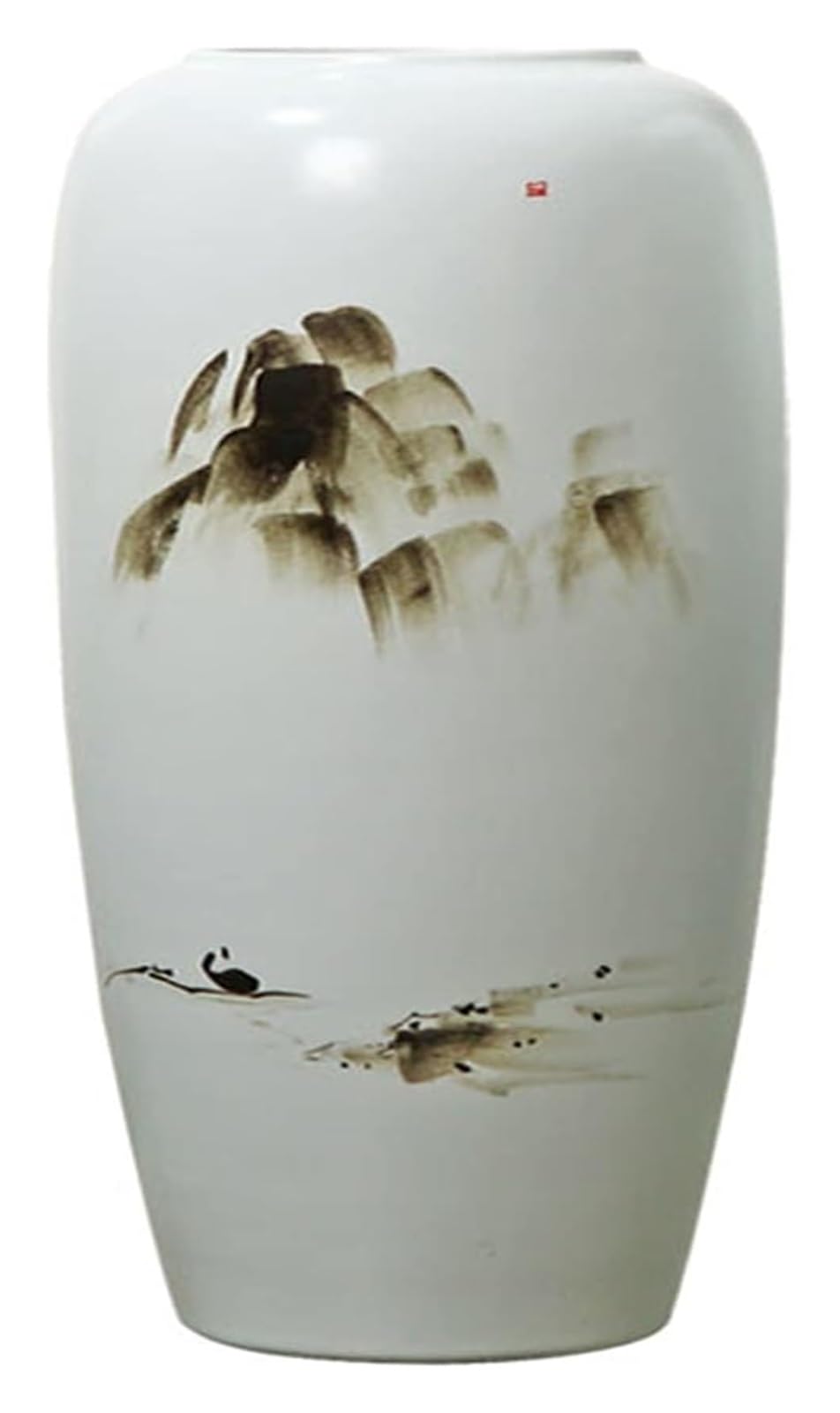 asdchZen Vase White Ceramic Vase Floor Large Size Cylinder Vases Living Room Decorative Ornament For Decor, Entryway Decor -Vit-30 * 80Cm,Vit-26 * 60cm