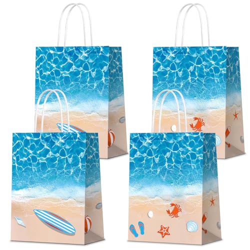 Sacs cadeaux en papier thème océan Selivaia anti-déchirure avec poignée pour fête d'été