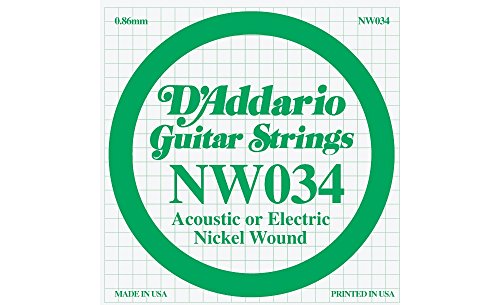 Corda Singola D'Addario Nw034 per Chitarra Elettrica, Nickel Wound, .034