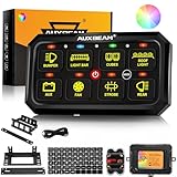 Auxbeam 8 Gang Switch Panel RA80 XL RGB Momentary Pulsed Toggle Switch Panel, Dimmable Backlight Multifunction Switch Panel with Memory Function for 12-24V Truck Offroad Car Marine, 2 Years Warranty
