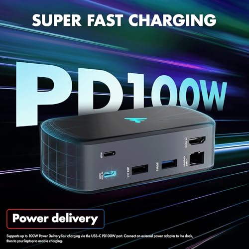 Image of Type C 12 in 1 Wozoyo Docking Station, 4K@60Hz HDMI, Gigabit Ethernet 2XType-C 10Gbps,USB 10 Gbps,PD 100WUSB 2.0, AUX & MIC,SD /TF,Universally Compatible Thunderbolt 4 macOS,Windows,Android & iOS