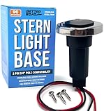Boat Stern Light Base, Navigation and Anchor Light Base Socket, 2-Pin Plug for Stern Lights, Stainless Steel Trim, Vertical Slot Design for Boats