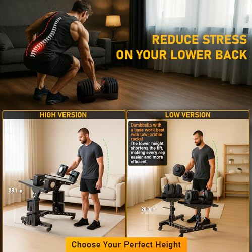 Image of Eisenlink Adjustable Dumbbell Rack & Weight Rack, Holds 440 lbs, Space Saving Design for Home Gym Organization