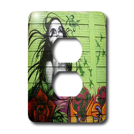 Double prise lsp_4701_6 graffiti rose deco murale interieure originale