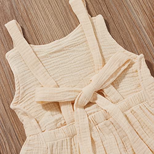 Toddler Kids Baby Girl Sleeveless Ruffle Romper Jumpsuit Backless Playsuit Outfit Overalls (Beige, 4-5 Years) #TOP5