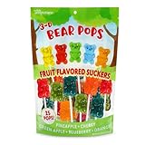 Bear Shaped Lollipops, 25 Count, Assorted Fruit Flavored Teddy Bear Suckers, Individually Wrapped Party Fun Favors, Yellow, Red, Green, Blue, and Orange Pops