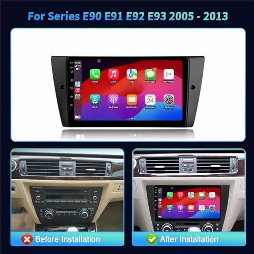 Radio coche 2 DIN con Carplay inalámbrico para BMW E90 E91 E92 E93, pantalla Incell 2G+32G 2