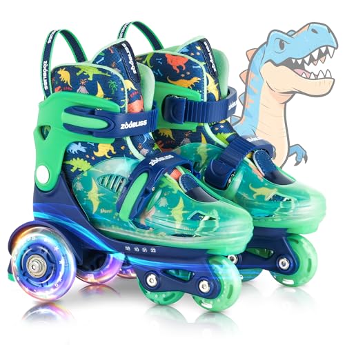 Kids Roller Skates for Beginners - ZOOBLISS Toddler Roller Skates for Boys Ages 3-7 with Light-Up