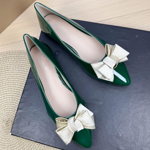 TN TANGNEST Patent Leather Pointy Toe Ballets Flats for Women Slip on Classic Bowtie Bowknot Flat Shoes2