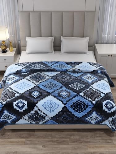 Image of Monte Carlo Unisex Denny PVC Double Bed No Reversible 1 Ply 600 GSM | 3 KG Heavy Winter Blanket (160 X 220) (220 X 240) (Blue)