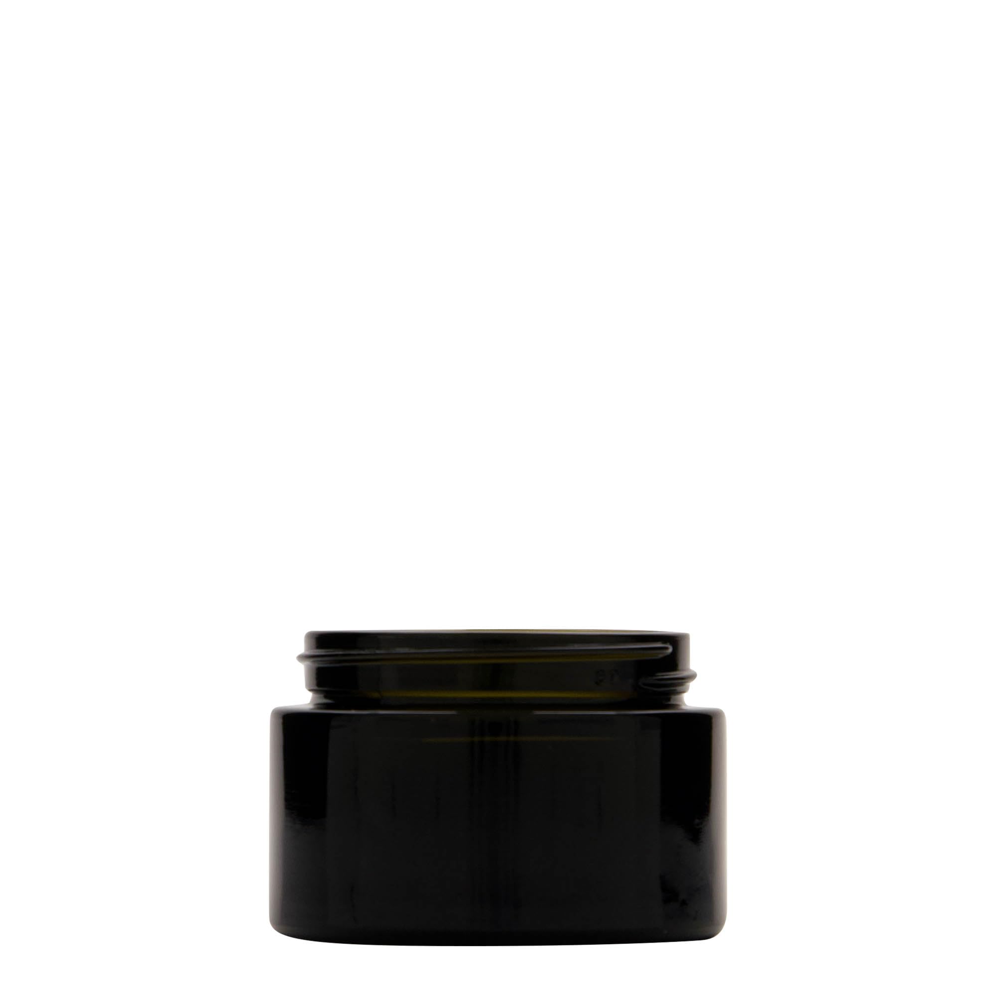 Set di 12 barattoli per cosmetici da 50 ml in vetro riciclato verde con tappo a vite nero