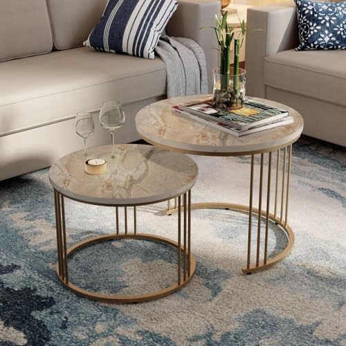 Image of Wakefit Center Table | 1 Yr Warranty | Coffee Table for Living Room Wooden, Tea Table for Living Room Wooden, Sofa Table, Free Installation from Brand, Modern Multi-Functional & Wobble-Free(Frappe)