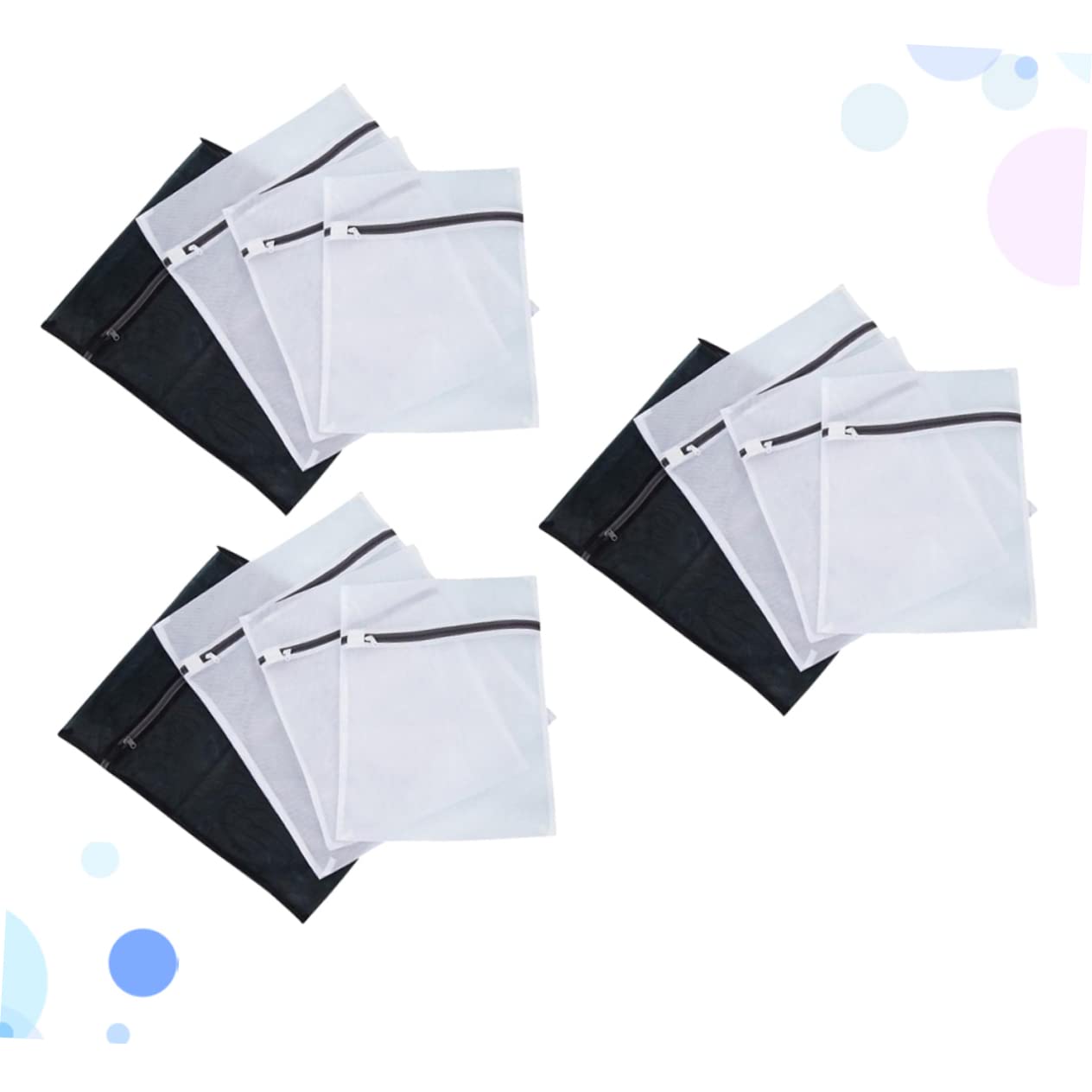 Wäschebeutel 12 Stück aus Polyester, Feinmaschig, Schwarz, für Empfindliche | 3, Schutz vor Verheddern und Beschädigung, Reise Organizer, Aufbewahrung für Kleidung