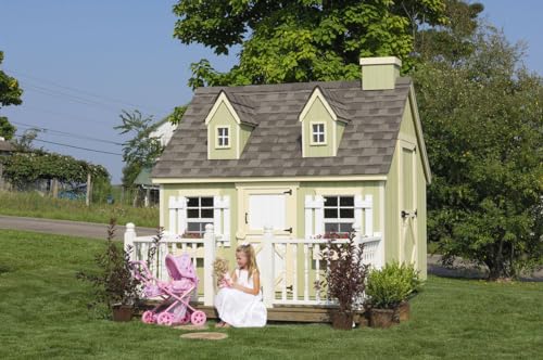 Little Cottage Co. 6x8 Cape Cod Playhouse with Deck and Rail - Wood DIY Kit