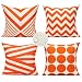 All Smiles Decorative Orange Color Throw Pillow Case Cushion Covers Pillowcase Sets for Couch Sofa,Cotton Linen 18x18 Set of 4,Geometric Chevron Stripe