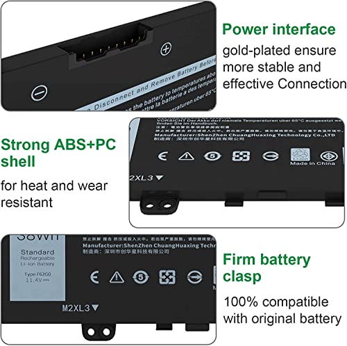 Image of WISTAR F62G0 Laptop Battery for Dell Inspiron 13 7373 Series: 13 7373-0842, 13 7373-0859 Battery
