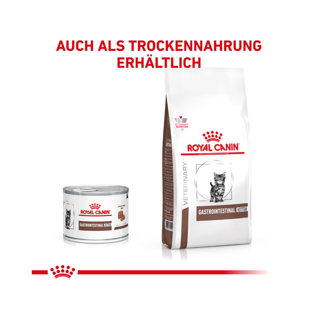 Royal Canin Veterinary Gastrointestinal Kitten | 12 x 195 g | Cibo umido per gattini | Mousse ultra morbida | Per favorire la digestione e la crescita dei gattini.