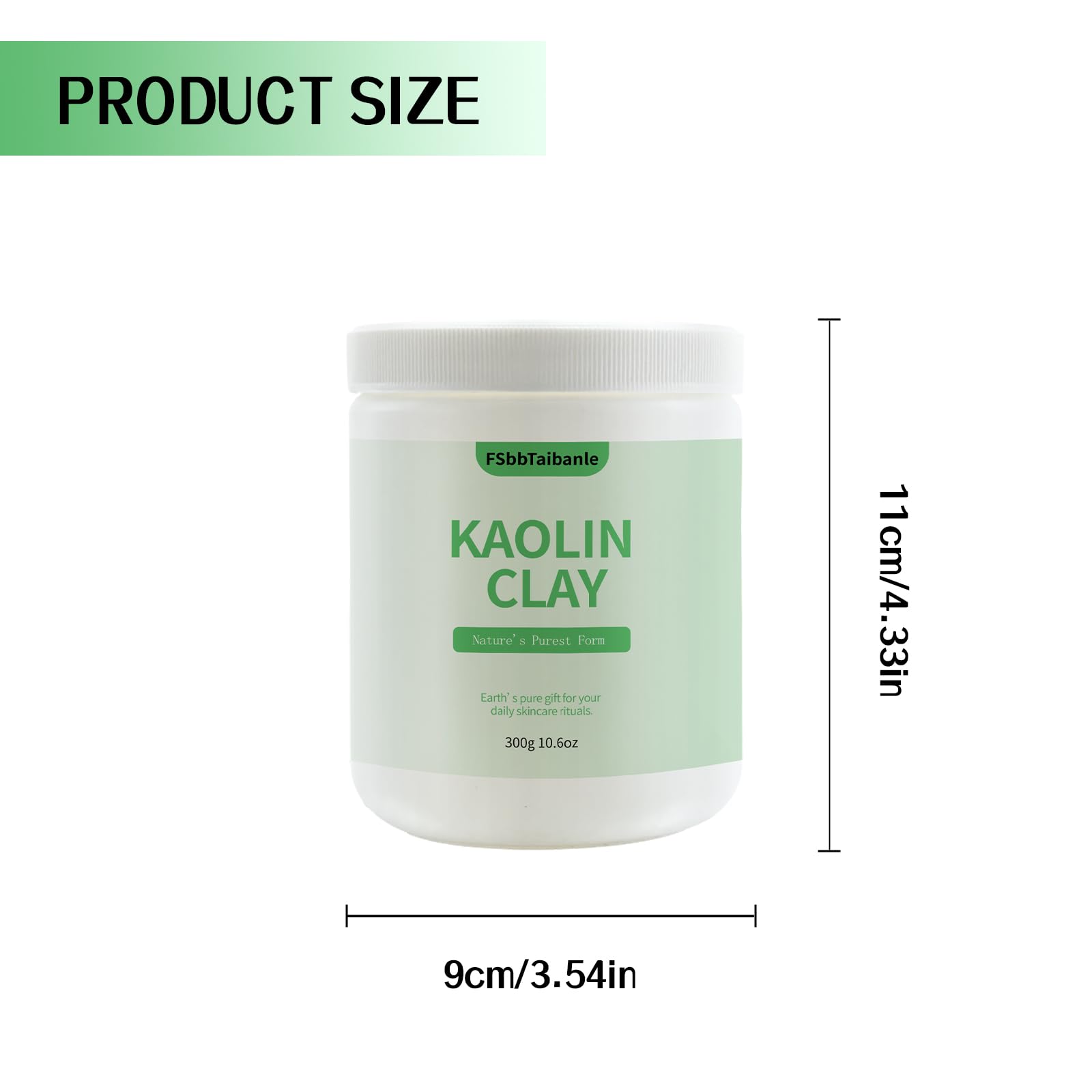 Weißes Kaolin-Tonpulver, 100 % natürlich, ultrafein, kosmetische Qualität, sanfte und glatte Textur für natürliche DIY-Hautreiniger, Masken und Peelings und mehr (300 ml)