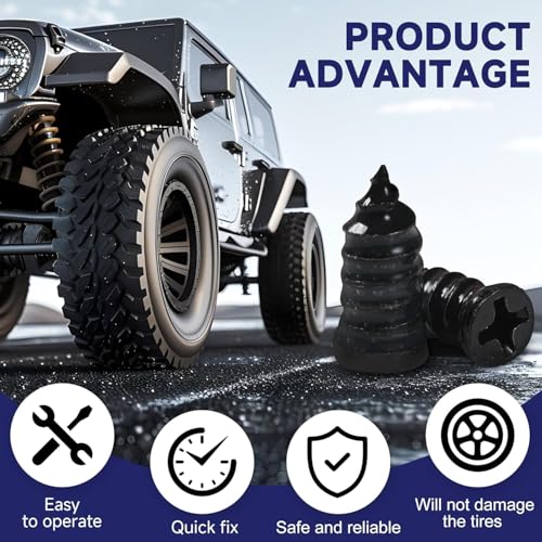 Image of 40 PC Tire Repair Rubber Nail Kit with 2 Sizes & Screwdriver,Professional Vacuum Tire Repair Spiral Rubber Screws,Fast Self-Service Screw in Tire Plugs for Car,Motorcycle,Truck,Tractor Puncture Repair