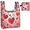 VstaDank Reusable Valentine Pattern Grocery Bags Foldable Shopping Bags Heavy Duty Holiday Cloth Gifts Bag Large Tote Bag with Handles Washable Storage Pouch for Travel Shopping #5