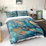 Juego de funda de edredón tamaño Super King, moderno juego de funda de edredón de plumas tridimensionales, microfibra cepillada, suave y acogedor, juego de ropa de cama de 3 piezas, fácil cuidado,