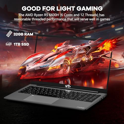 15.6 Business-gaming-Laptop, 6-Cores AMD Ryzen 5 6600H 660M 6nm GPU, 32GB DDR5 1TB SSD(Beat i5-12450H up to 4.5GHz)100W Type-C FHD IPS Laptop-Computer with Fingerprint Backlit Keyboard WiFi5 Win11 - Image 3