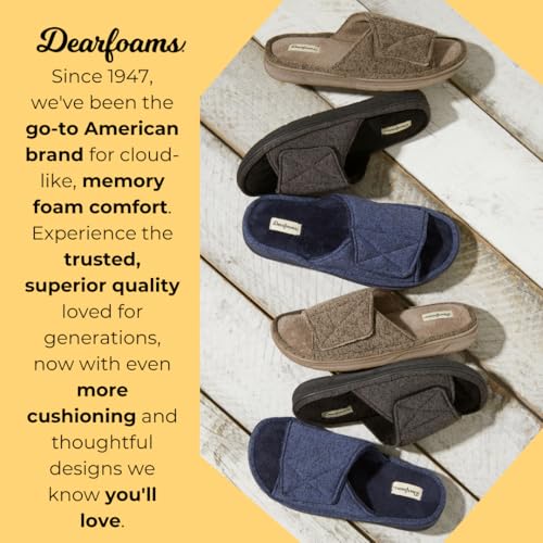 Image of Dearfoams Men's Adjustable Indoor /Outdoor Memory Foam Machine Washable Summer Slide Slipper