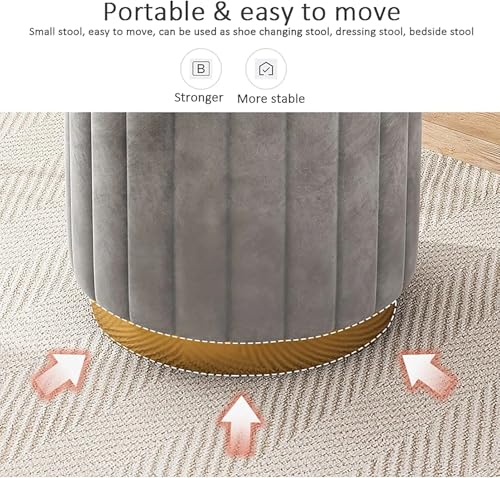 Tabouret de rangement rond en velours chic et finitions premium - 7