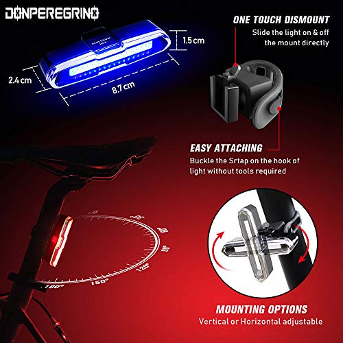 image for DON PEREGRINO B2-110 Lumens High Brightness Bike Rear Light Red/Blue, 