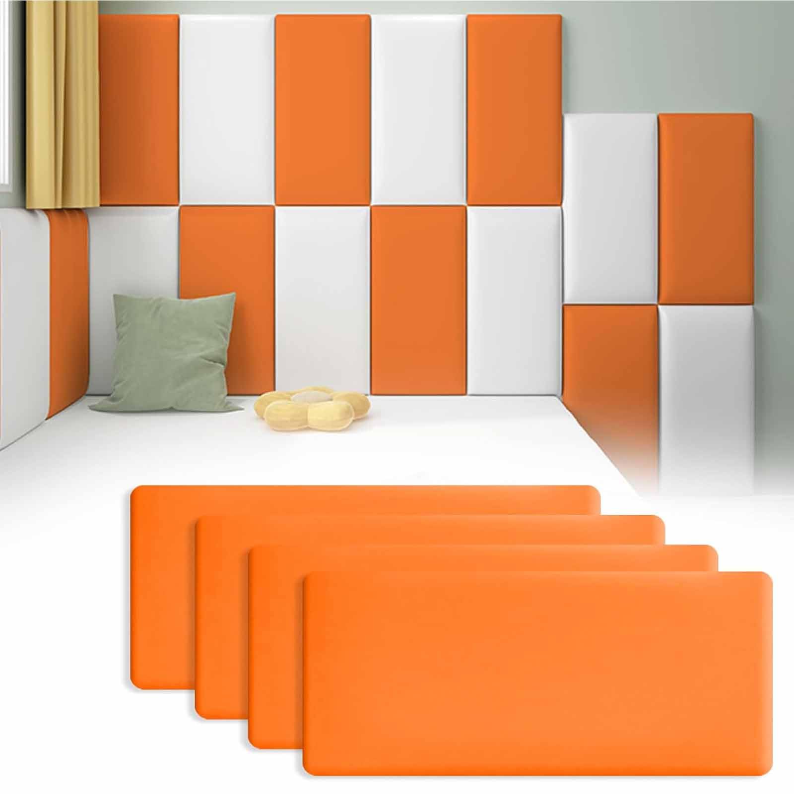 Kid's Anti Collision Wall Padding, 40x20cm Self Adhesive Headboard Panels, 3D Wall Cushion Protection, Tatami Wall Stickers for Bedrooms, Children's Room Dance Club, Nursery,004,6 PCs
