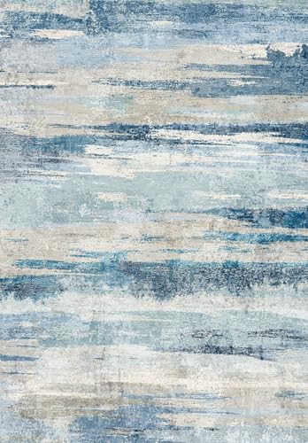 Area Rug 3x4 for Living Room: Indoor Modern Abstract Washable Rugs for Kitchen Bedroom Low Pile Non Slip Carpet for Nursery Office Ultra-Soft Foldable Home Decor Floor Mat for Bathroom 3x4 Blue