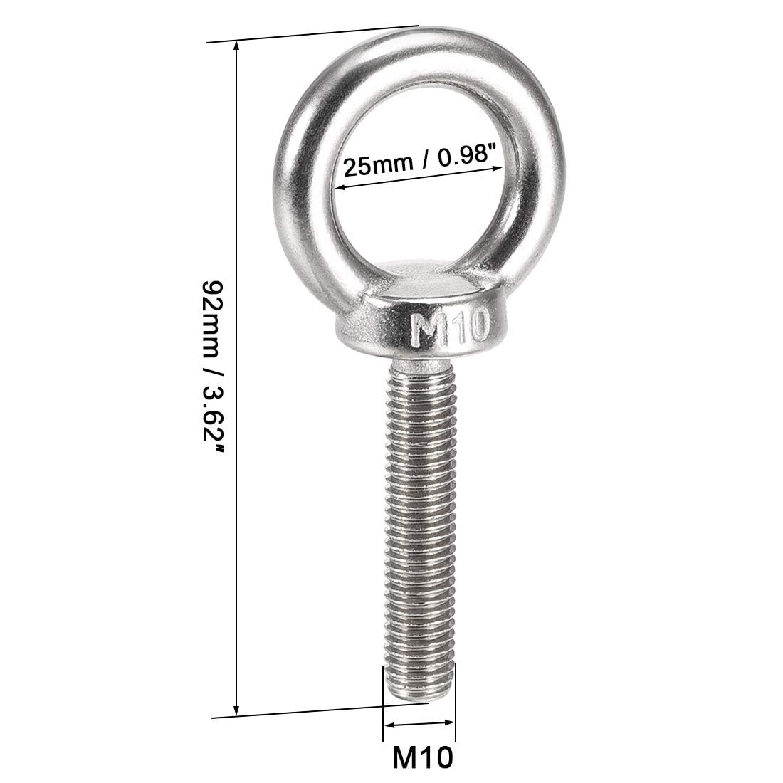 TA-VIGOR 2Pcs M10 x 50mm Lifting Long Eye Bolt, 304 Stainless Steel Wall Expansion Anchor Bolts - Image 2