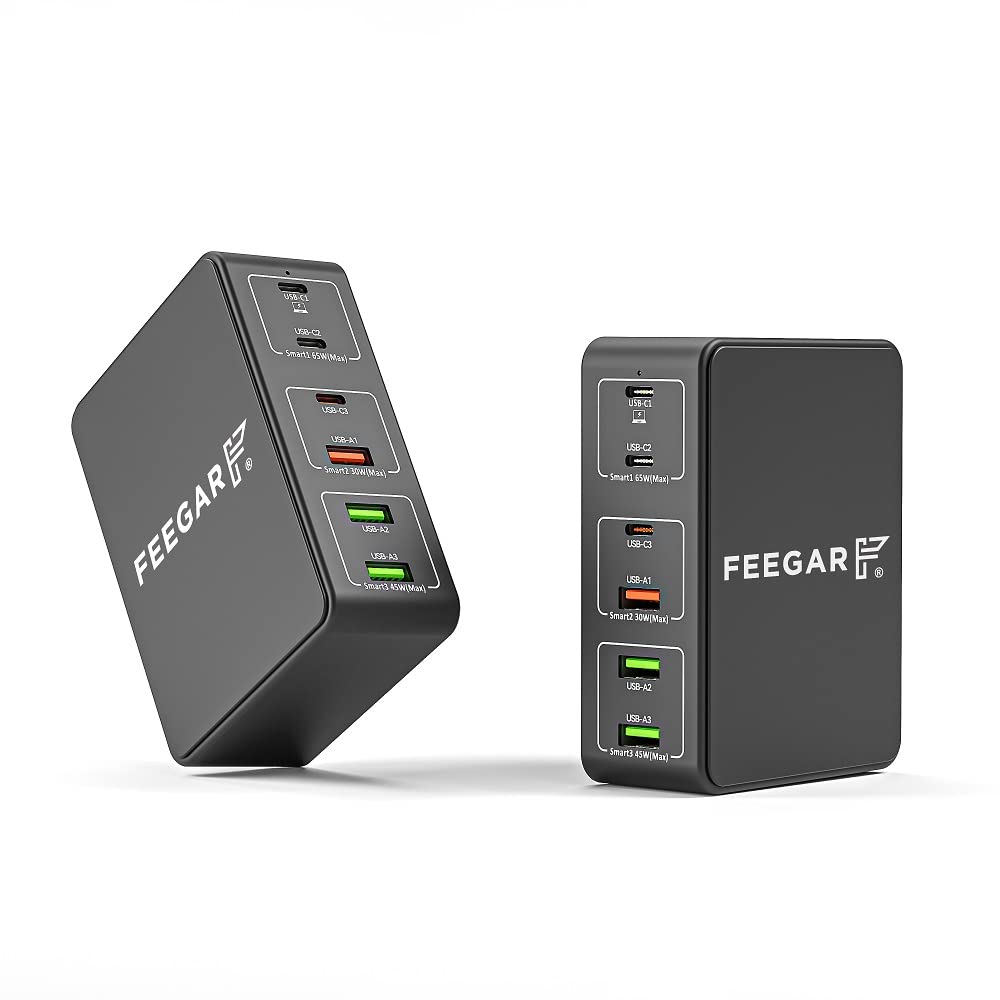 Stacja ładująca Feegar Tower PRO 140W USB 6-portowa ładowarka sieciowa na biurko, przenośna wieloportowa ładowarka USB z 6 USB-A i USB-C PD PPS Quick Charge QC 3.0.