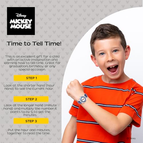 Image of Disney Mickey Mouse Kids' Stainless Steel Time Teacher Analog Nylon Strap Watch(Plain CASE)
