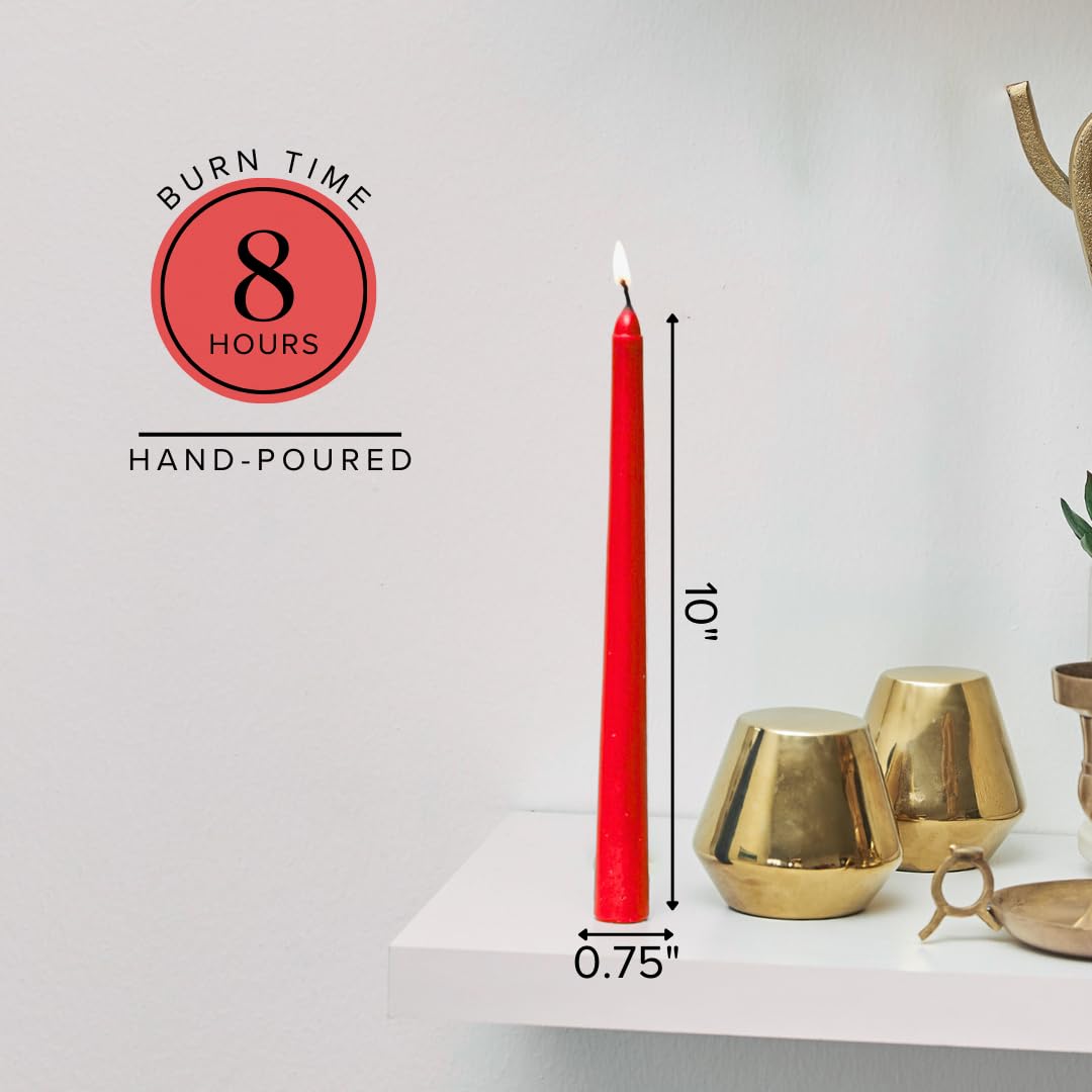Simply Soson Rote Spitzkerzen, tropffrei, 25,4 cm, 4 Stück, tropffreie Spitzkerzenständer, hohe Kerzenständer, lange Brenndauer, perfekt für Abendessen, Hochzeit, Party oder Weihnachten, konische