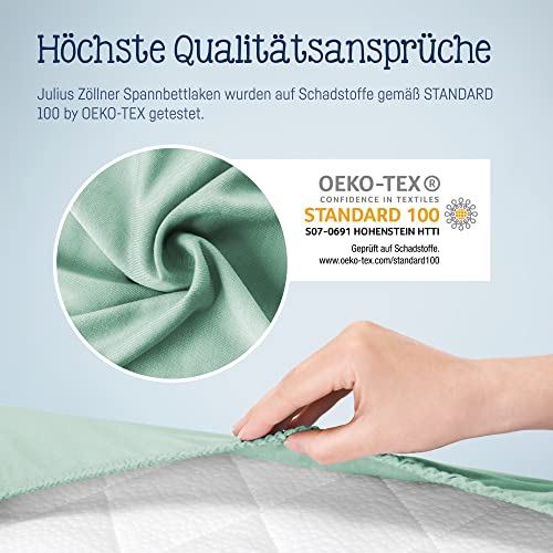 Julius Zöllner Jersey Spannbettlaken für Baby- & Kinderbett, 100% Jersey-Baumwolle, OEKO-TEX Standard 100 zertifiziert, Größe: 60x120cm / 70x140cm, 1er Pack, salbei