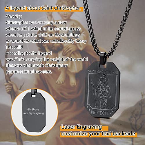 PROSTEEL 316L Stainless Steel Saint St Christopher/Michael Pendant Protecion Necklace for Men, Personalized Engravable Medal Necklace, 22"-24" Adjustable, Come with Box2