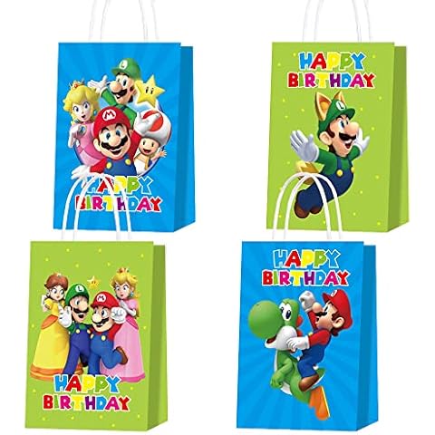 wukou 16 PCS Super Mario Bros Party Gift Bags, Super Mario theme party supplies, Birthday Party Decorations, Party Favor Goody Treat Candy Bags Cover