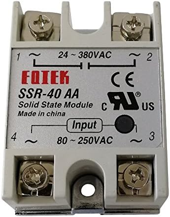 Solid State Relay SSR-40AA 40A AC to AC Input 80-250V AC and Output 24-380V AC (SSR-40 AA)