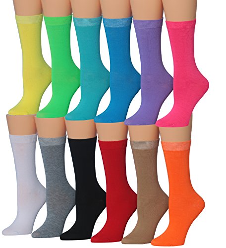 Image of Tipi Toe Women's Fun Patterned Dress Socks, 12-Pack Lightweight Colorful Crew Socks, Casual Novelty Assorted Designs