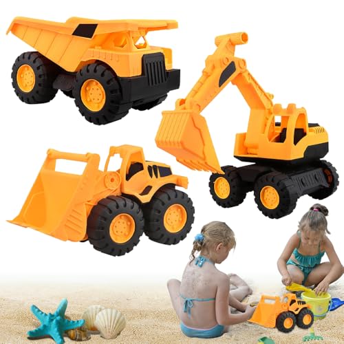 Afenau 3-Teiliges Bagger Set, Sandkasten Dumper, Bulldozer, Baustellen Fahrzeuge, Baustellenfahrzeuge f&uuml;r Kinder, Weihnachten Geschenkset