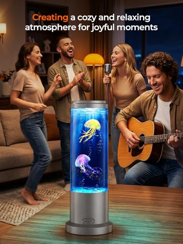 Image of Jellyfish Lamp,16 Color Mood Night Light, Whisper-Quiet Sensory Aquarium Light, Dual Power Mode Decorative Night Lamp with Remote Control & Timer Suitable for Home Office Decoration and Gifts