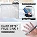 16-Pack Black Zipper Pouch (8 Sizes), Zipper File Bags File Holders with Grid Travel Pouch as Multipurpose Organizer - Clear Mesh Weatherproof Protection