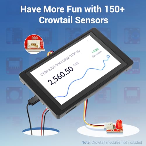 Image of ESP32 Display 800x480, 5 Inch HMI Basic ESP32 RGB TFT LCD Touch Screen with Acrylic Case, 32-Bit LX6 Dual-Core Processor, Up to 240MHz, Compatible with Arduino, LVGL, PlatformIO, MicroPython