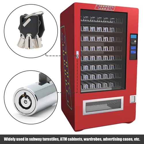Image of Vending Machine Lock, Key Lock, Zinc, Chrome Finish, Keyed Alike, Hand Control, Round, Indoor Use, 1 in Package