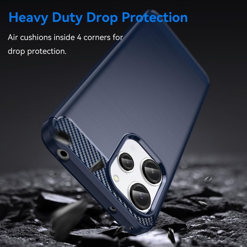 Image of Hybrid Carbon Fiber Back Case for Redmi 12 5G / Poco M6 Pro 5G (Blue)