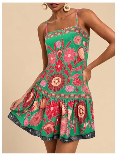Image of Floerns Women's Sleeveless Cami Dress Floral Flounce Hem Summer Short Dresses