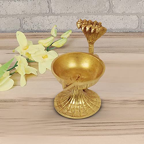 Image of Artavrko Big Brass Sheshnaag Om Diya Handle Aarti Incense Burner, Loban Burner ,Bakhoor Burner, Dhoop Dhuni, Sambrani Dhoop for Home, Offices & Temples (6.5x3.5x5.5 Inches)